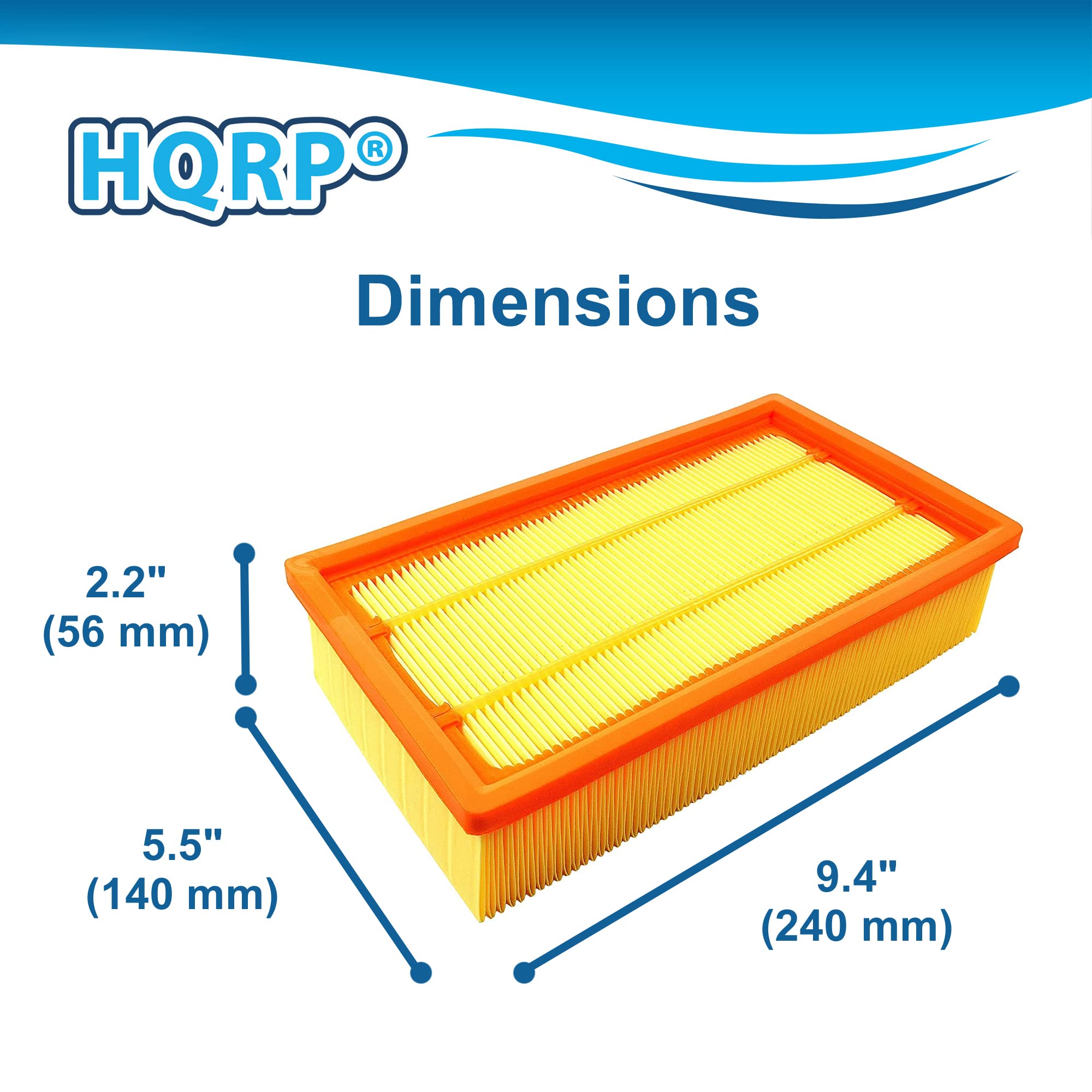 HQRP flat pleated filter for Bosch VAC140AH supports heavy dust tasks.