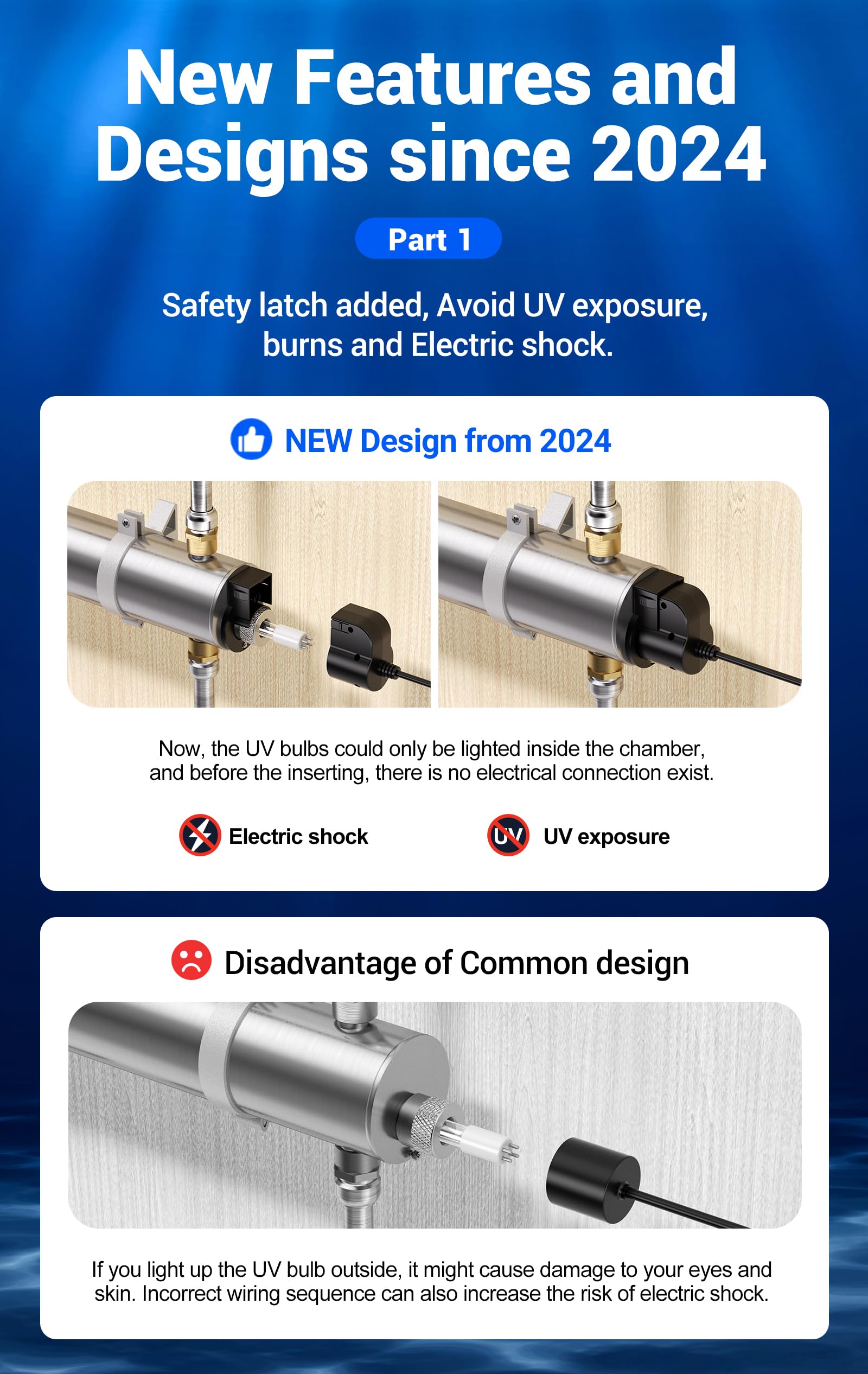 HQUA TWS-121 quartz sleeve close-up shows durable UV lamp protection.
