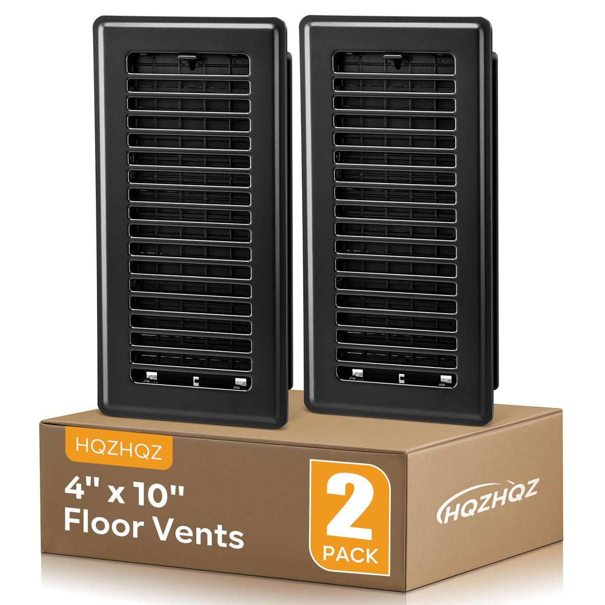 HQZHQZ 4x10 floor register front view, sturdy steel for durable airflow