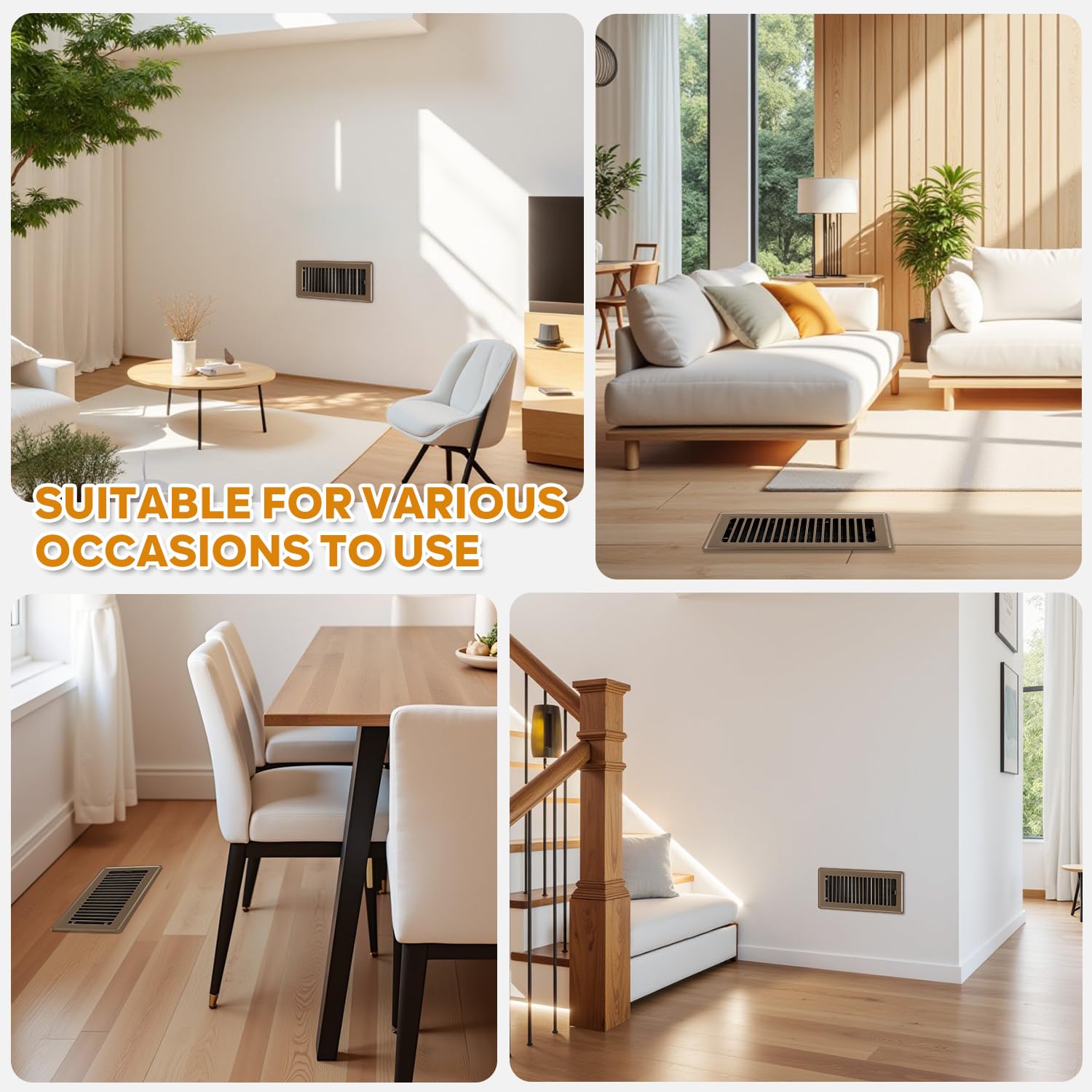 HQZHQZ floor register 4x10 brown quiet airflow for comfortable spaces.