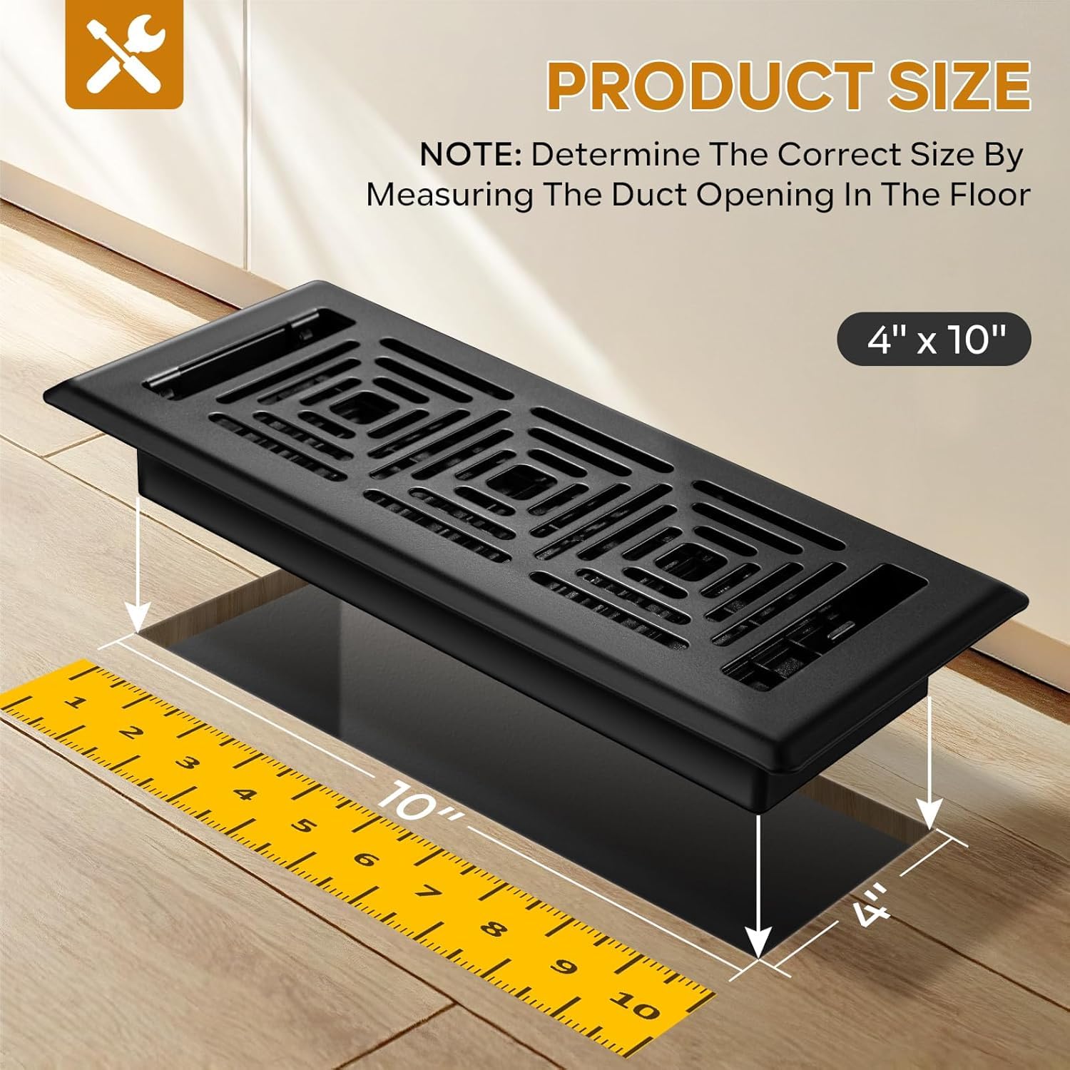 HQZHQZ floor register with neo-classic decorative pattern enhances room aesthetics while directing airflow.