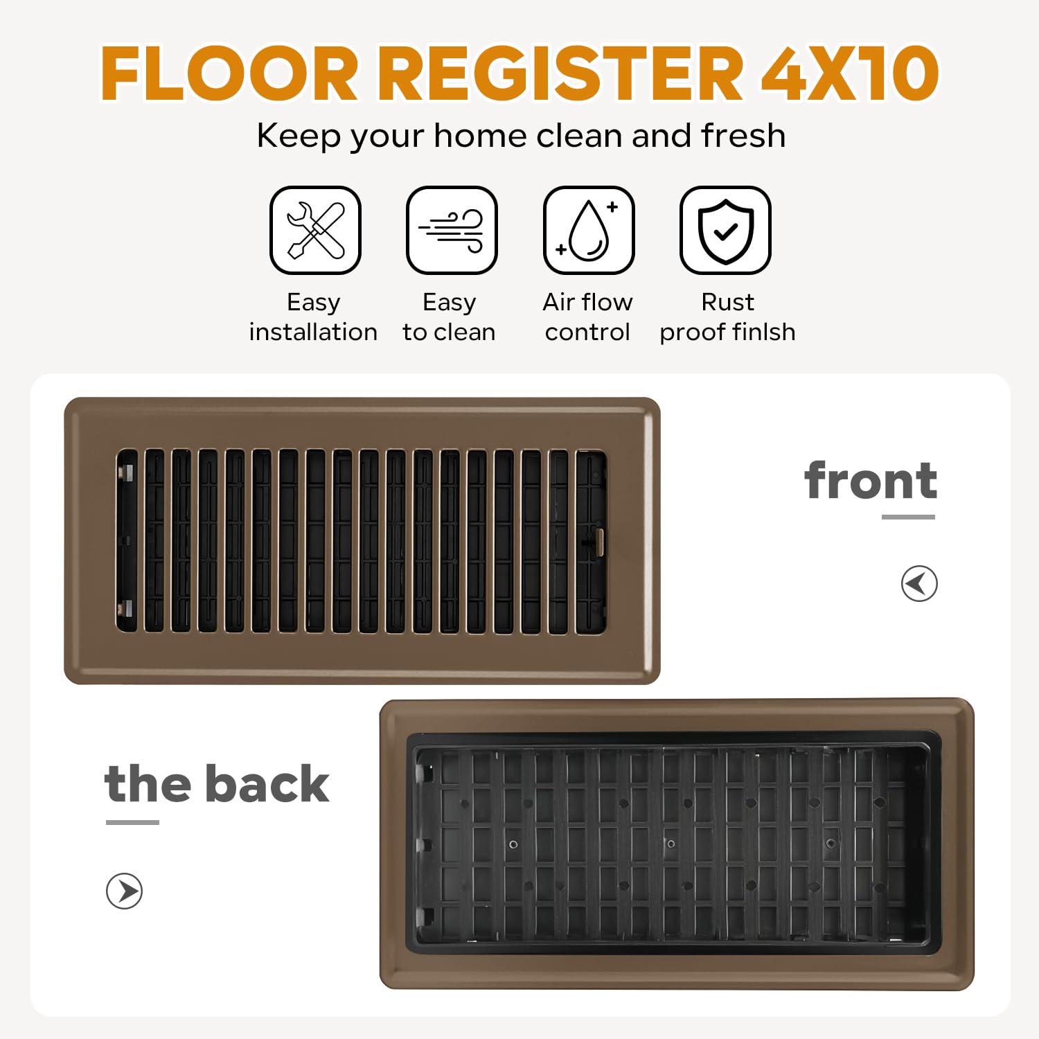 HQZHQZ close-up of heavy-duty steel vent cover with rust-resistant coating