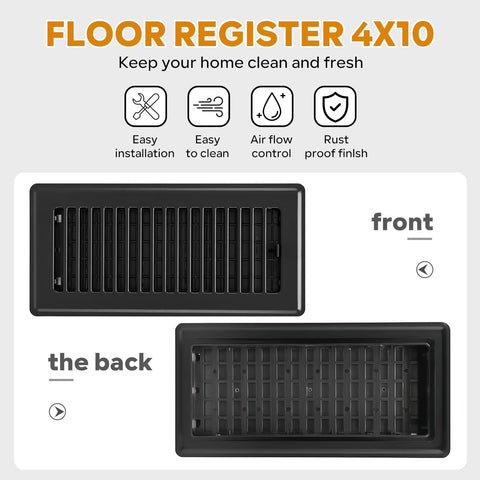 HQZHQZ quick-clean floor register, easy wipe-down for simple upkeep