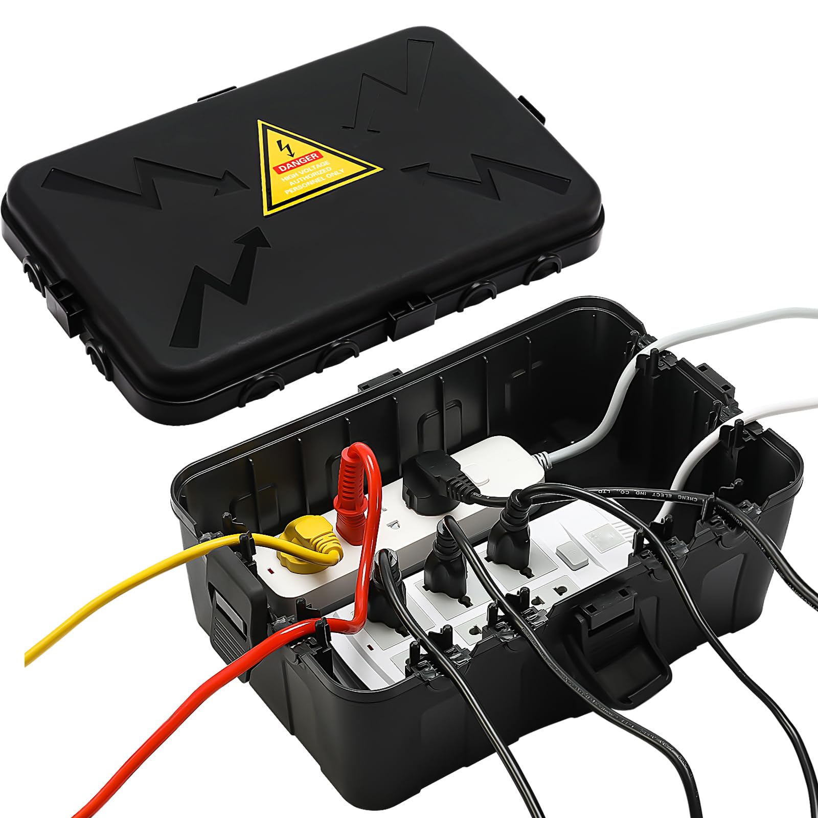 Hrensaw large outdoor electrical box front view protects outlets from weather.