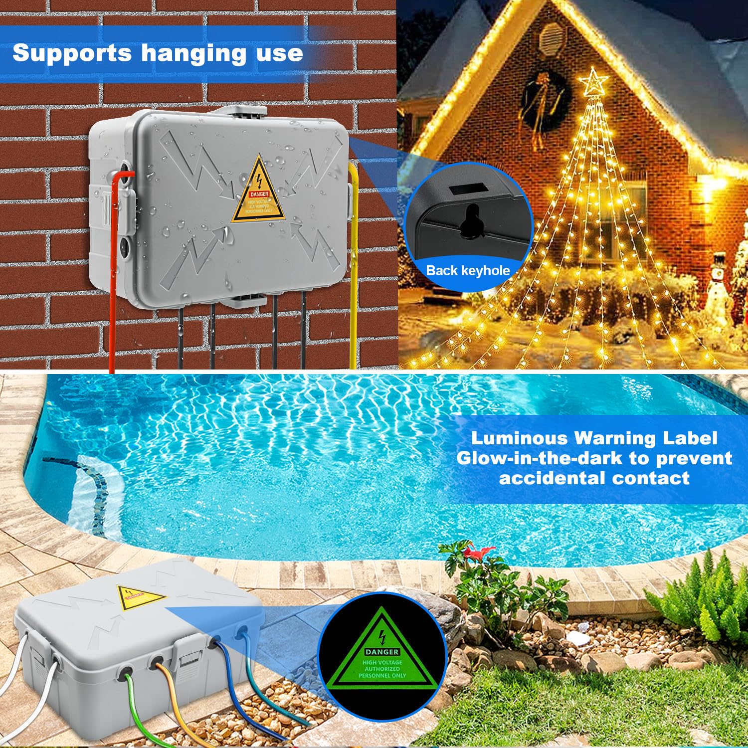 Hrensaw lid glow-in-the-dark warning labels enabling night visibility