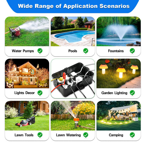 Hrensaw outdoor-use setup with garden lighting and pool equipment.