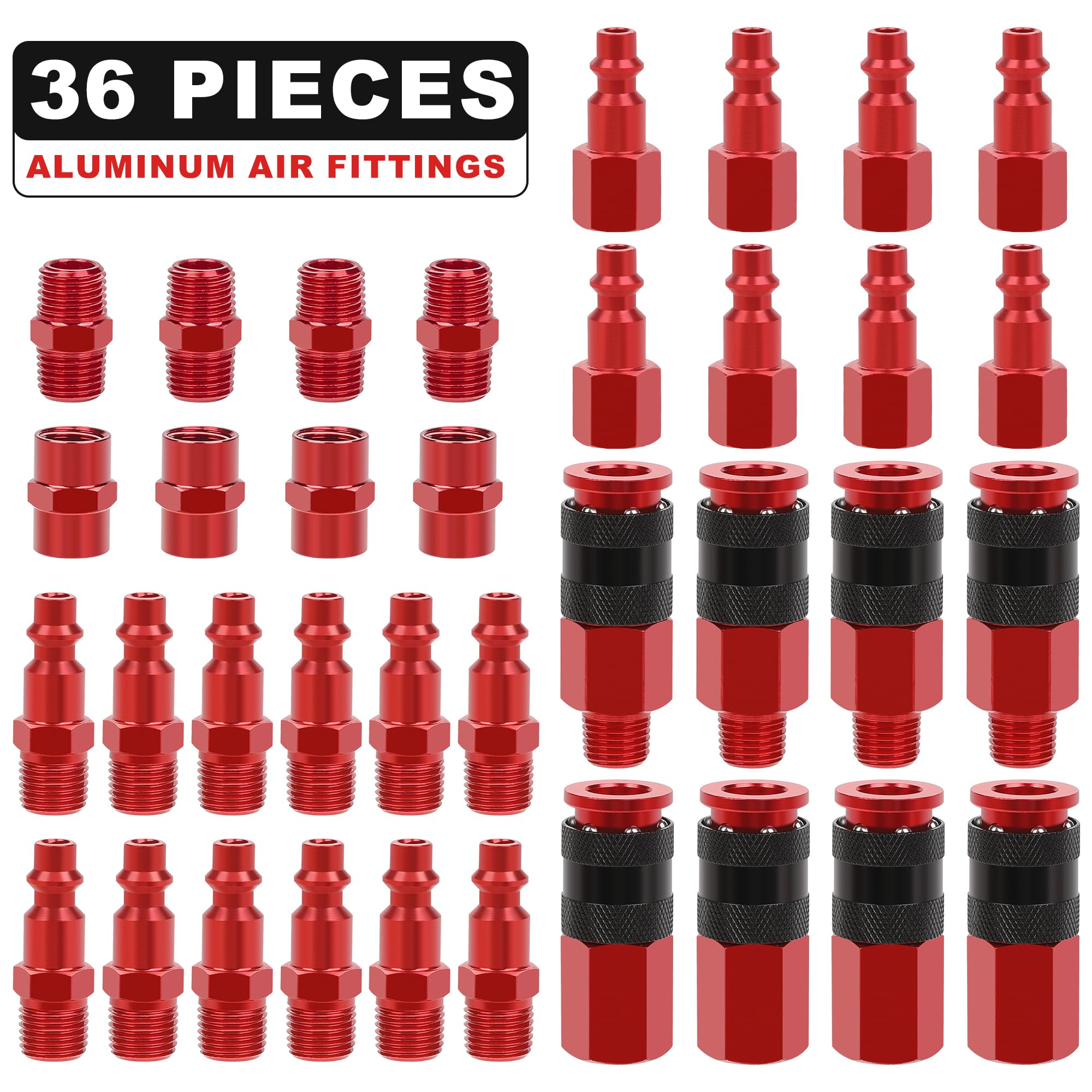 Hromee 1-4-inch FNPT couplers closeup for common interchangeable air fittings.