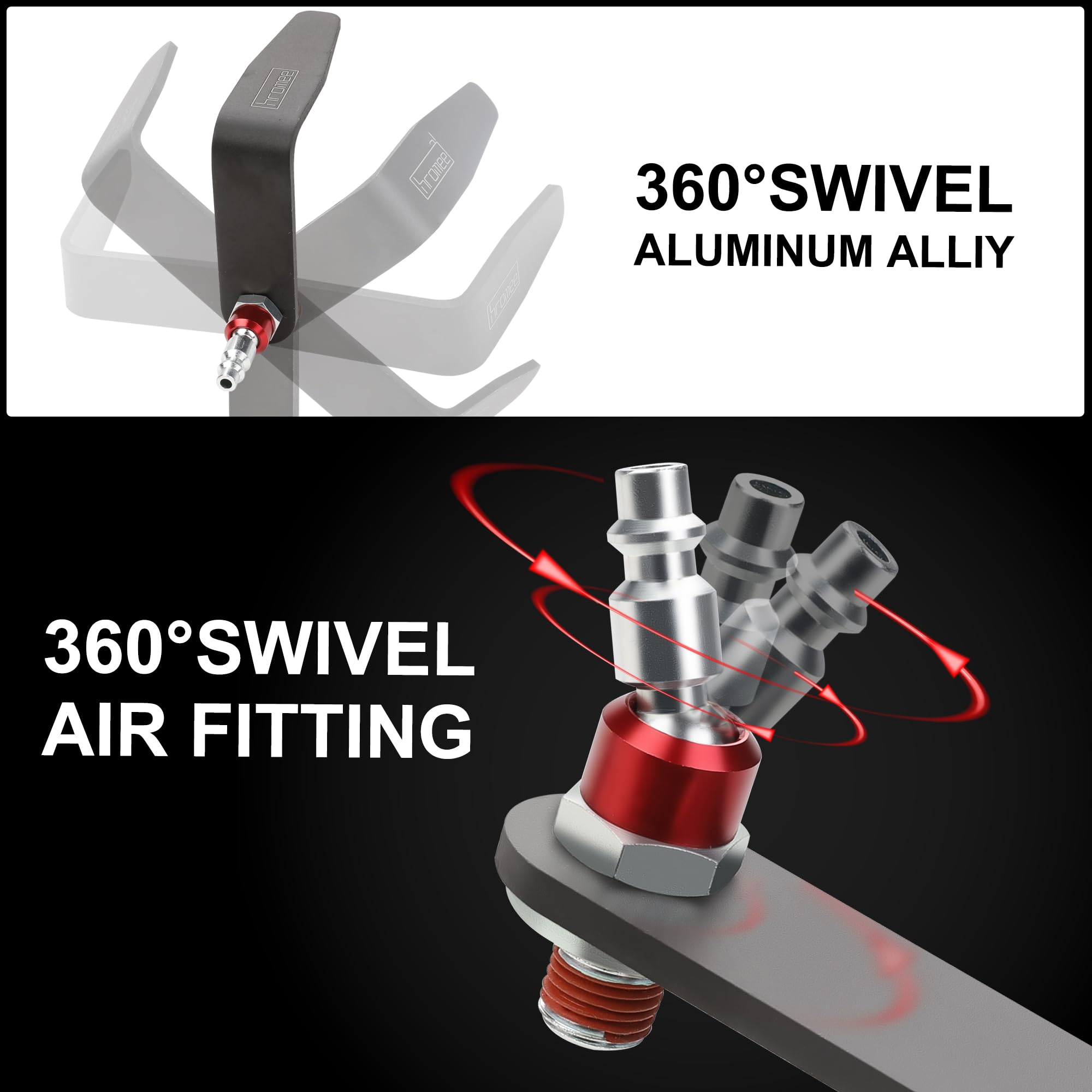 Hromee 1/4 in NPT swivel fittings shown for quick tool setup