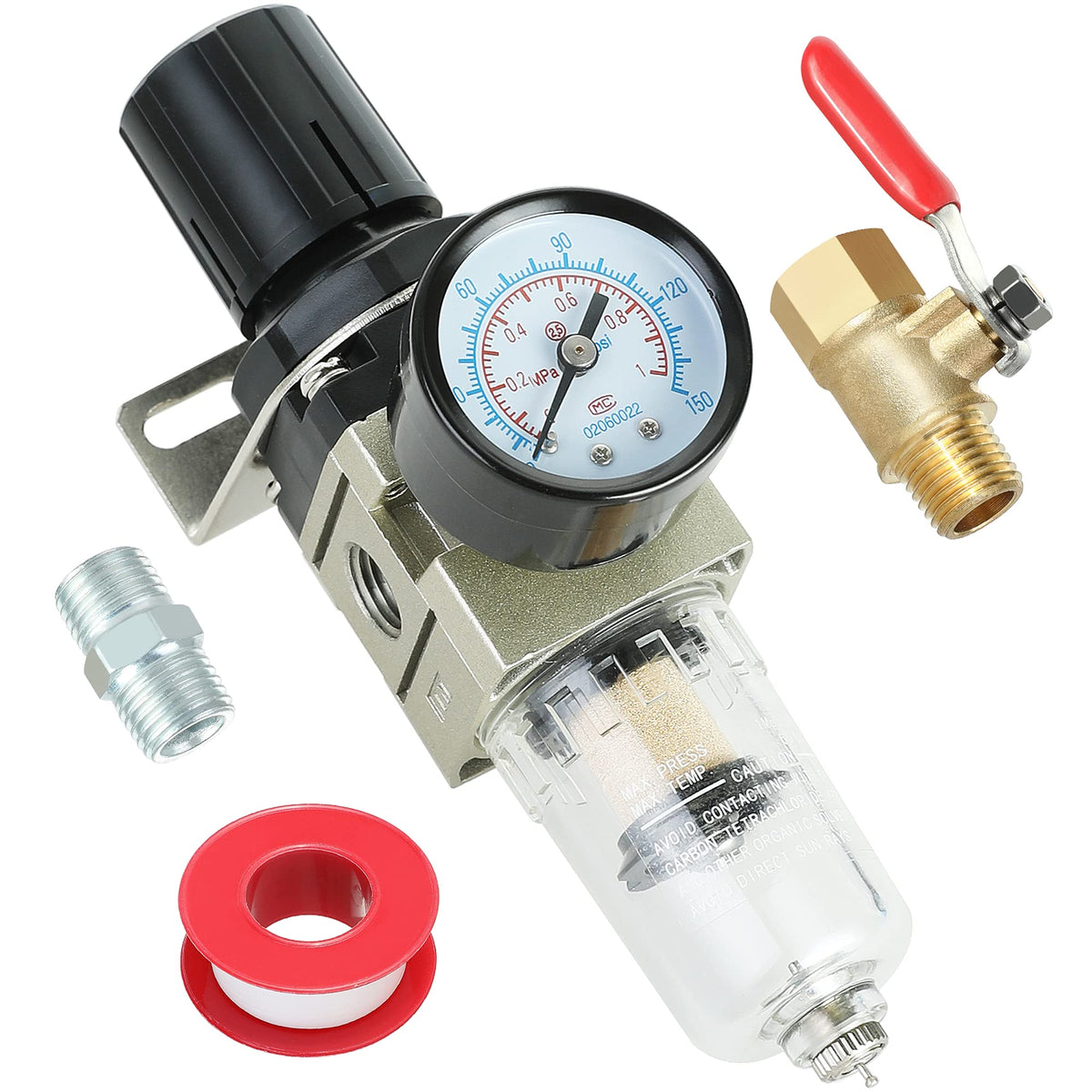 Hromee AW2000-02 filter regulator combo shown in full assembly for space-saving pneumatic setup.