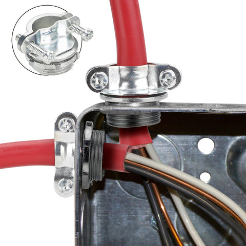 Hromee 1 inch connectors provide robust lead-in in standard electrical boxes.