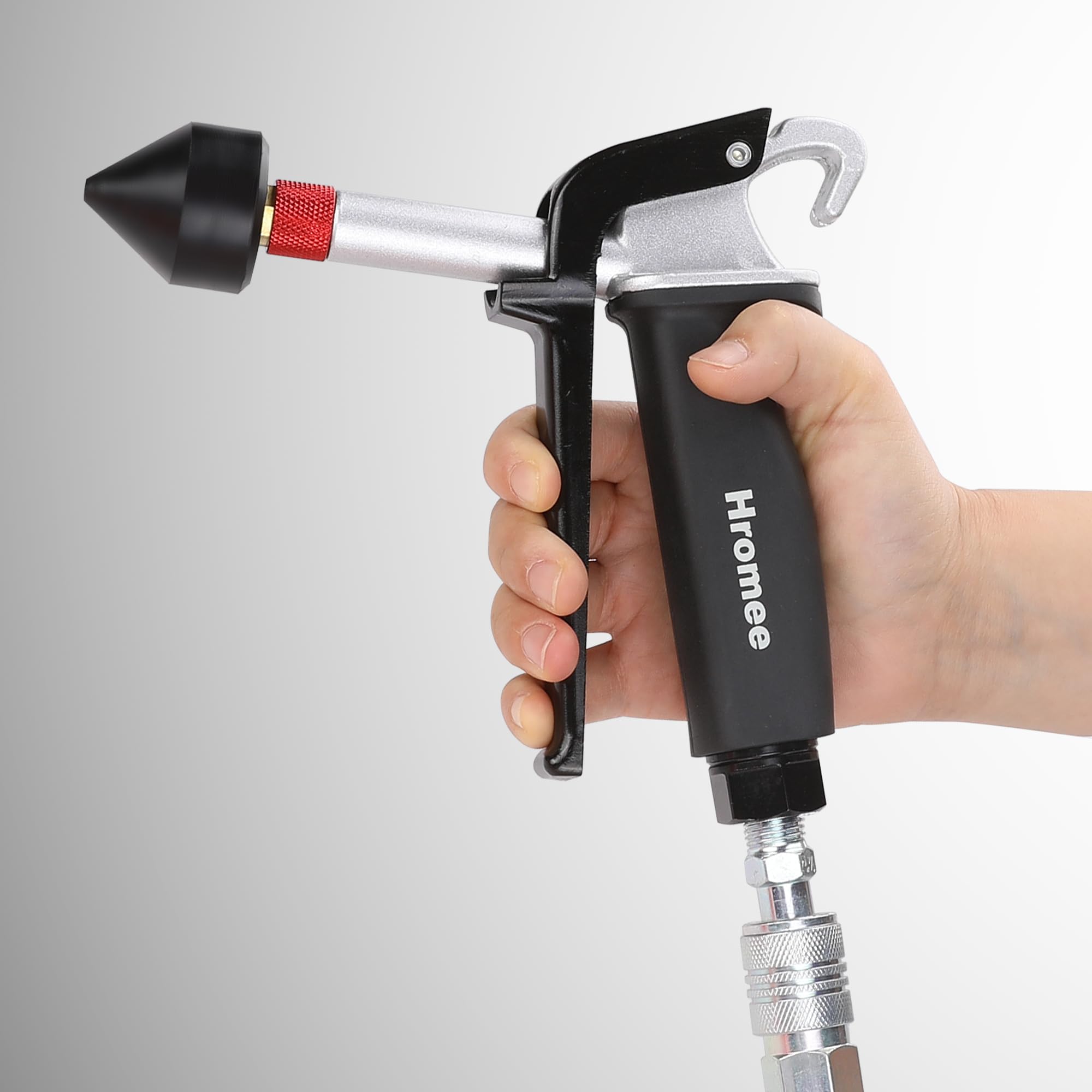Hromee ergonomic grip design improves handling and control during use.