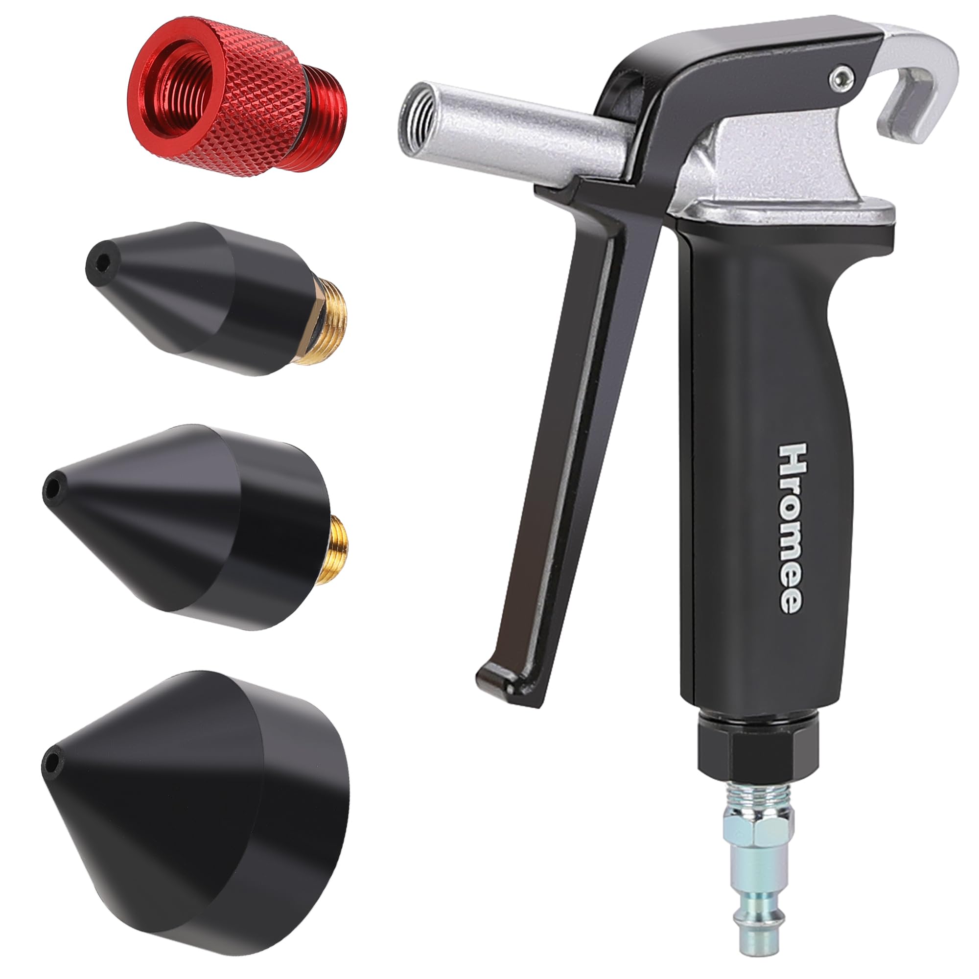 Hromee high flow blow gun with cast aluminum body for durable, comfortable use.
