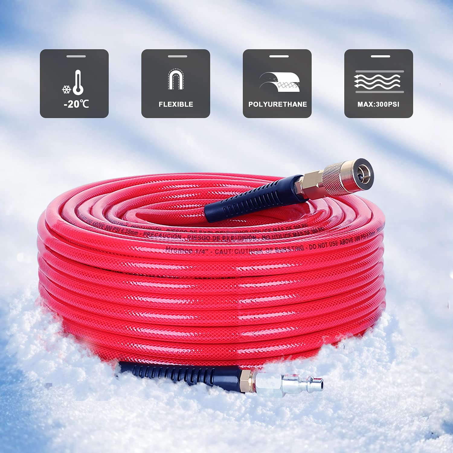 Hromee high-visibility red hose helps you locate fittings quickly on site.