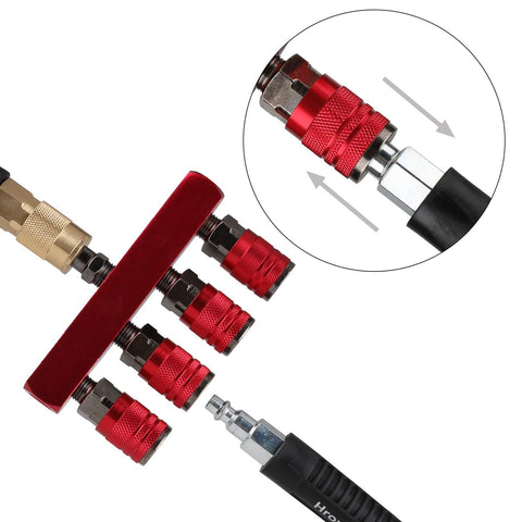 Hromee quick-connect couplers and plugs improve compatibility across tool types.
