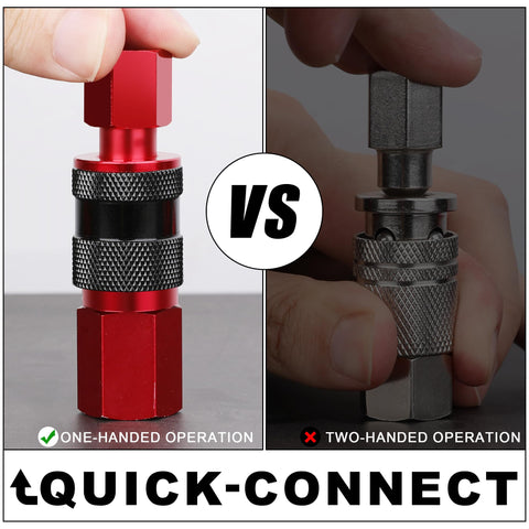 Hromee quick connect locking balls demonstrating secure tool-free connection.