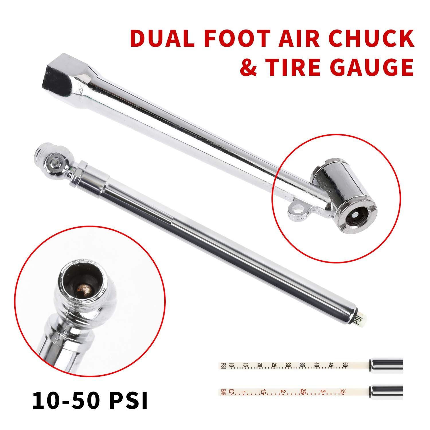 Hromee tire gauge helps ensure proper tire pressure.