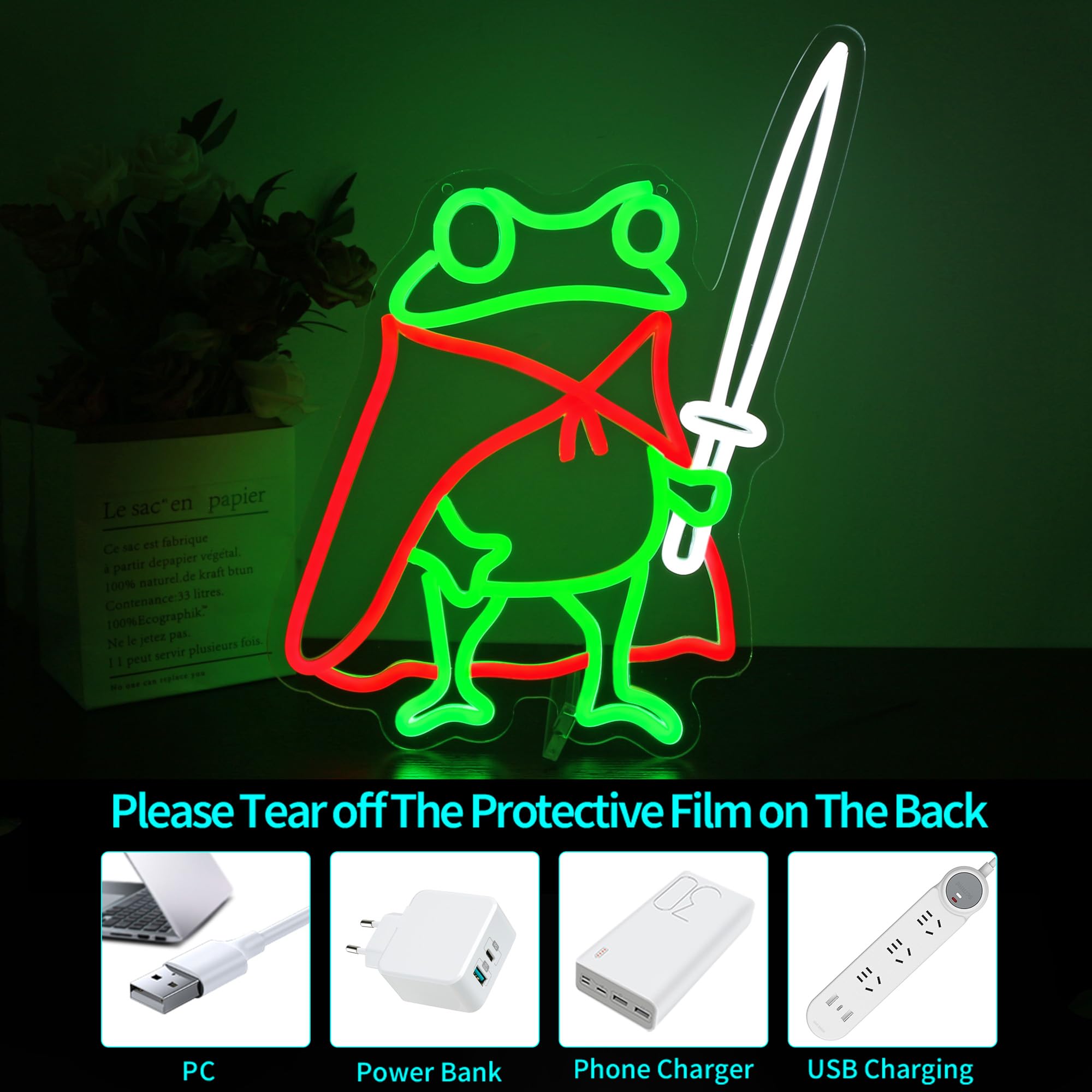 HSJNJKFU frog neon sign bedroom decor creates cozy glow
