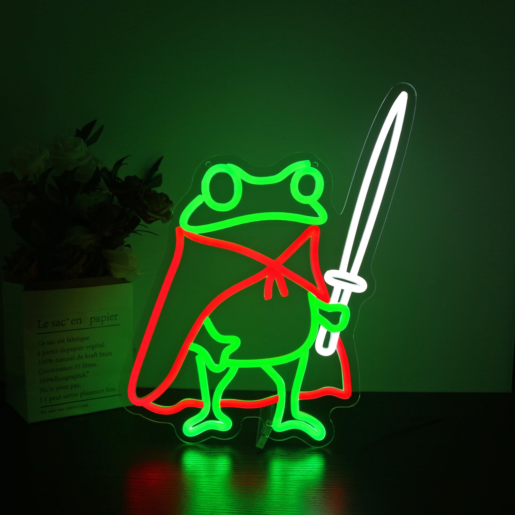 HSJNJKFU frog neon sign glowing green and red on wall for vibrant ambiance