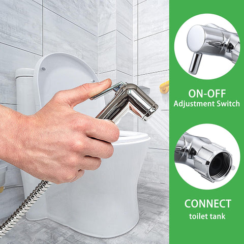 Hsmhose bidet adapter connected to handheld hose for easy setup.