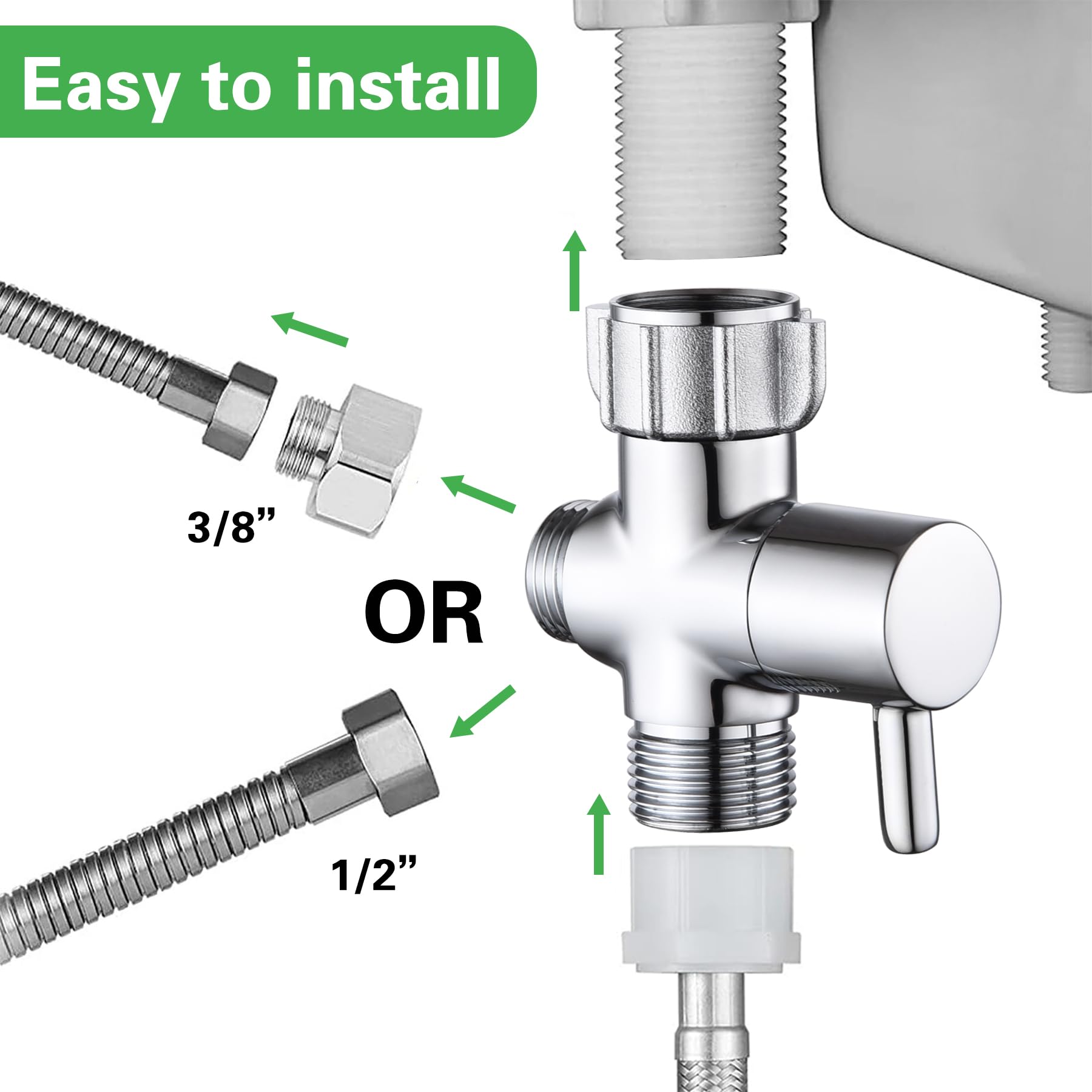 Hsmhose metal wrench-cap enables tool-free installation in tight spaces.