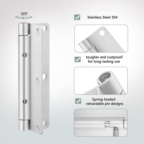 HSMT-hinges stainless 304 construction resists corrosion in indoor and outdoor use