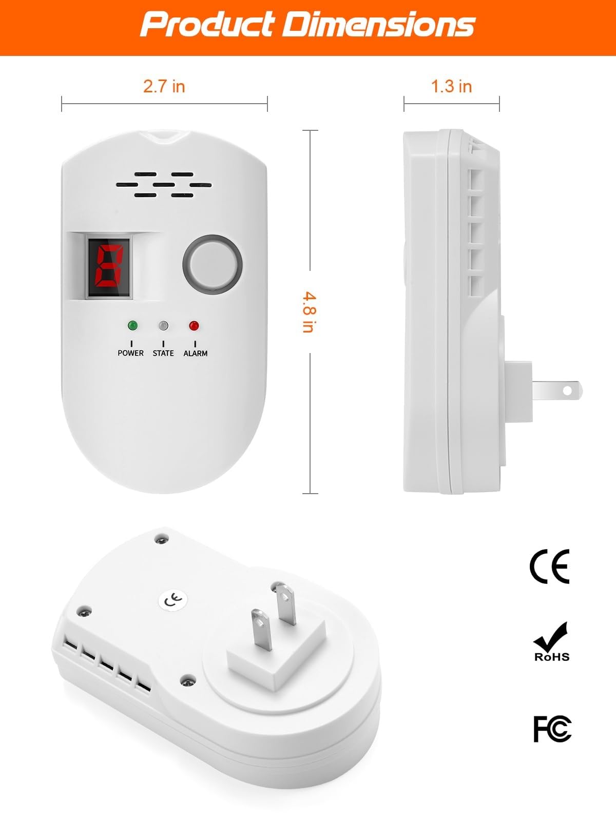 HSTMYFS visual alarm LED indicator, bright alert for immediate gas detection.