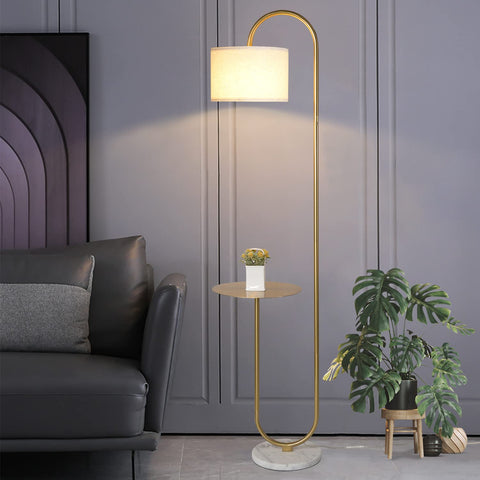 Hsyile arc lamp with hanging drum shade for warm ambience.
