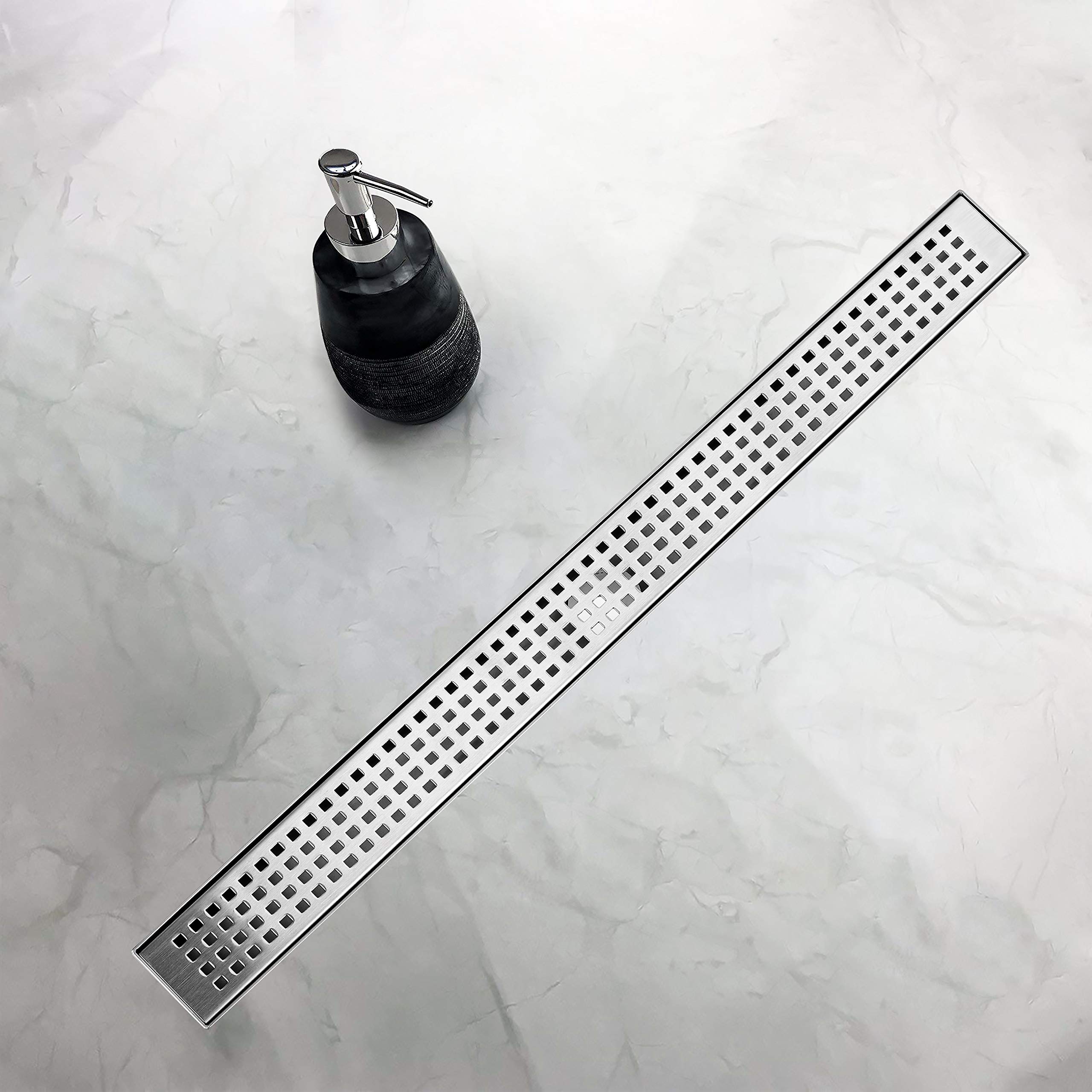 Brushed nickel surface of HTOH drain emphasizes corrosion resistance and style.