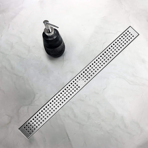 Brushed nickel surface of HTOH drain emphasizes corrosion resistance and style.