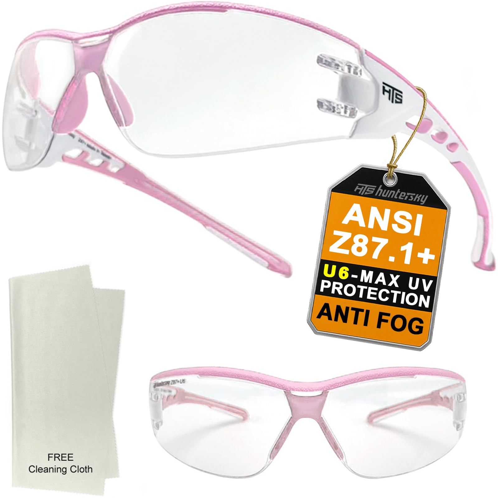 HTS HUNTERSKY E9532 wrap-around glasses with clear anti-fog lenses for indoor use