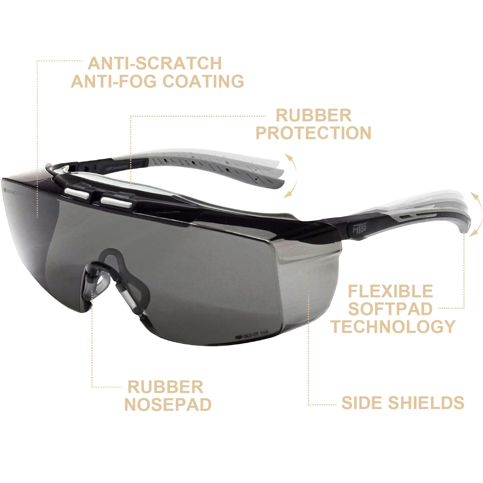 HTS HUNTERSKY OTG over-eyeglasses design for obstruction-free wear.