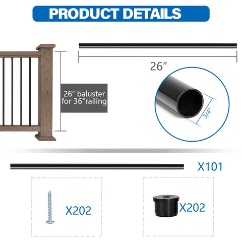 HTWAVE baluster connectors included for quick rail alignment.