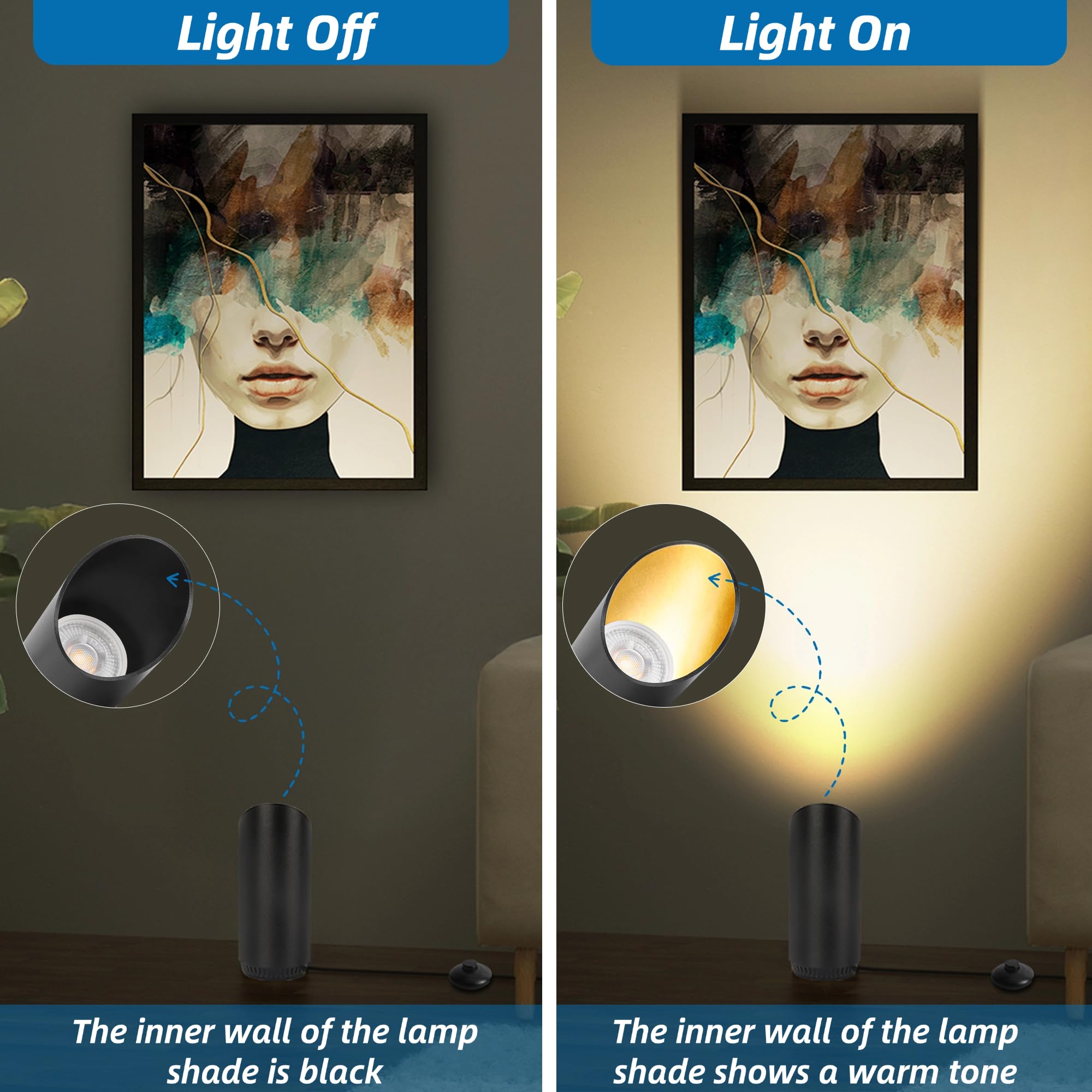 HUAEU artwork uplight providing focused 6W illumination for paintings and prints