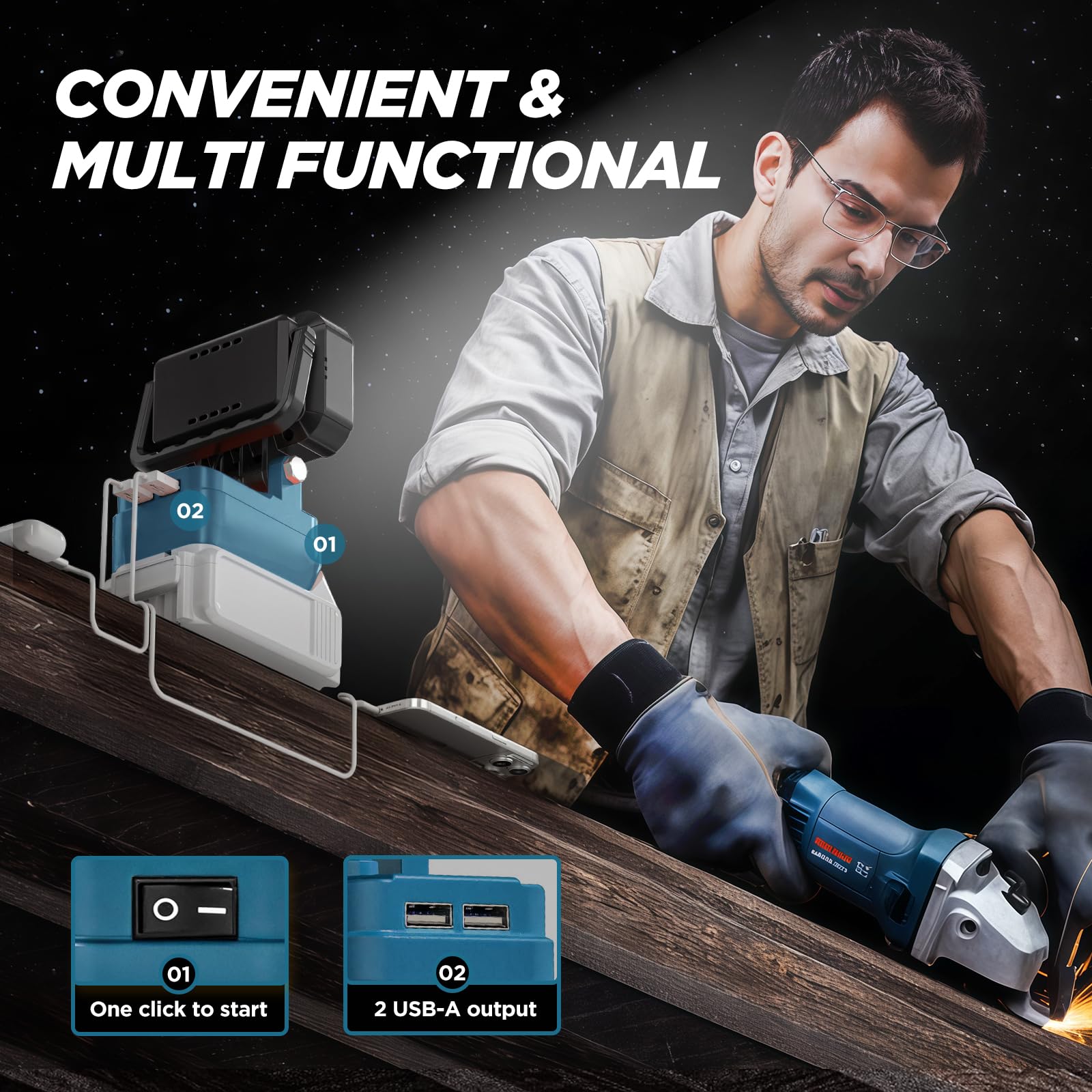 HUAKAYO battery-not-included image highlights adaptable Makita compatibility