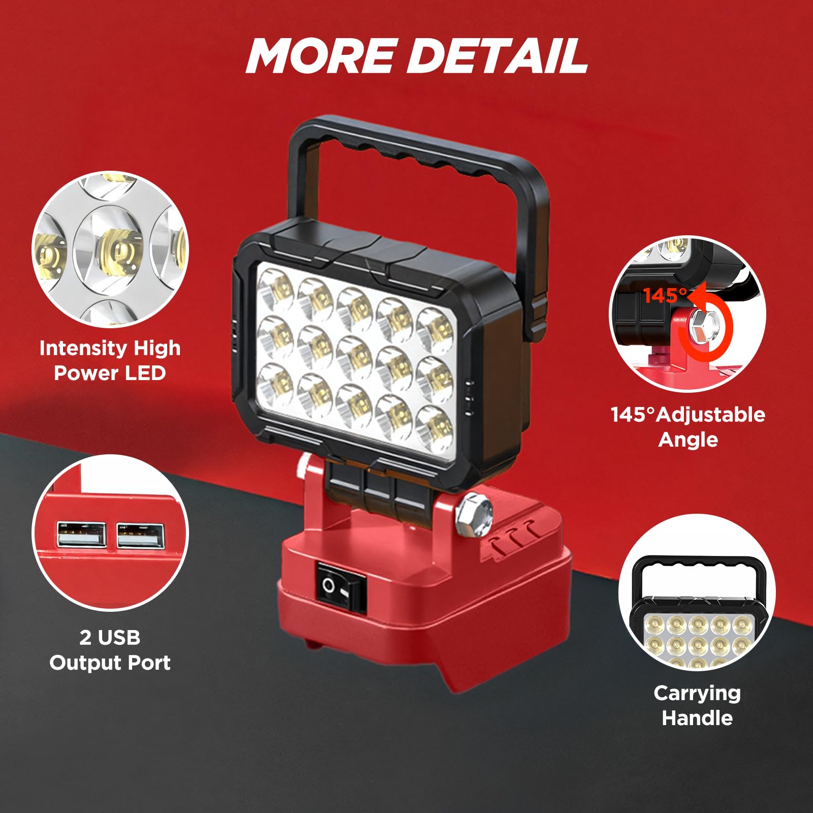 Bright, cool 6500K white light illuminates workshops and outdoor tasks.