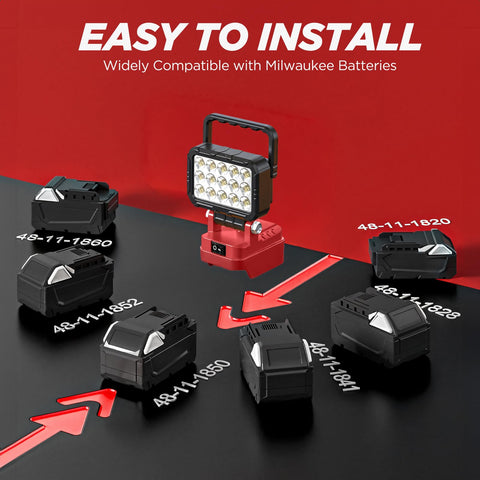HUAKAYO light featuring dual USB ports for charging devices on site.