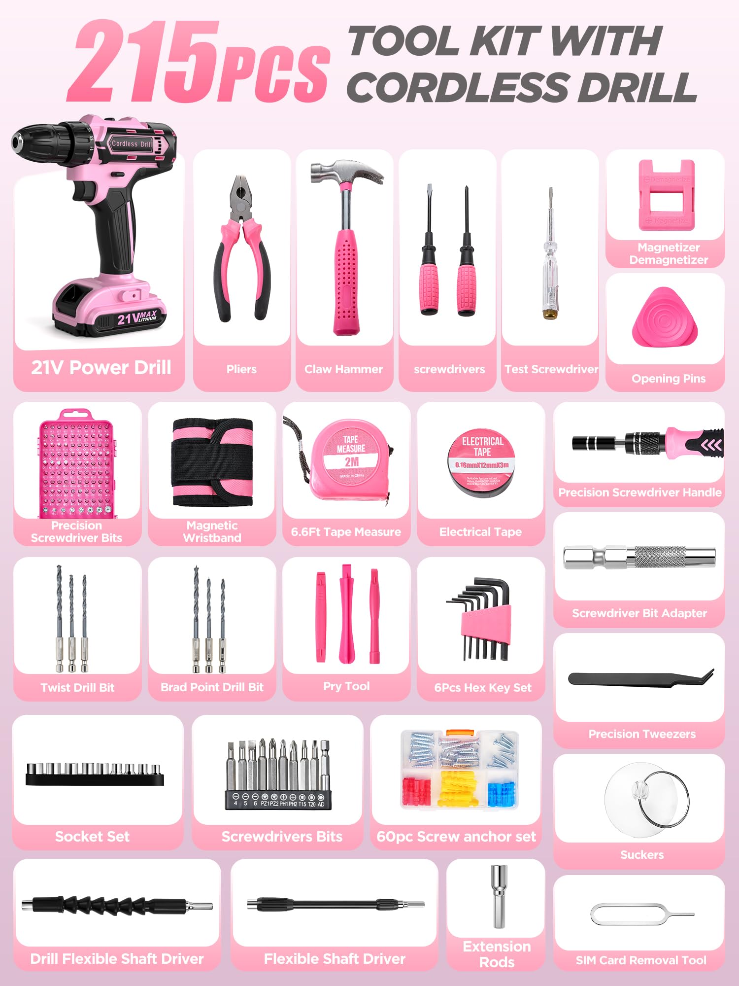 HUAKAYO pink drill battery 2Ah enables portable cordless work.