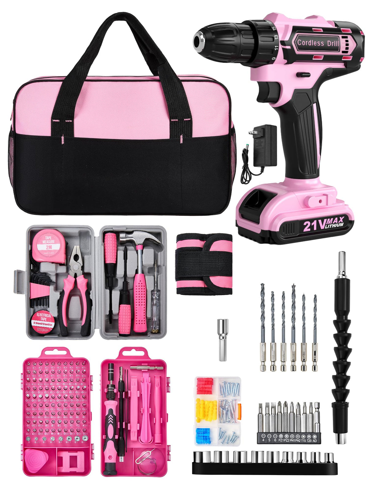 HUAKAYO pink drill 21V in use for quick home assembly projects.