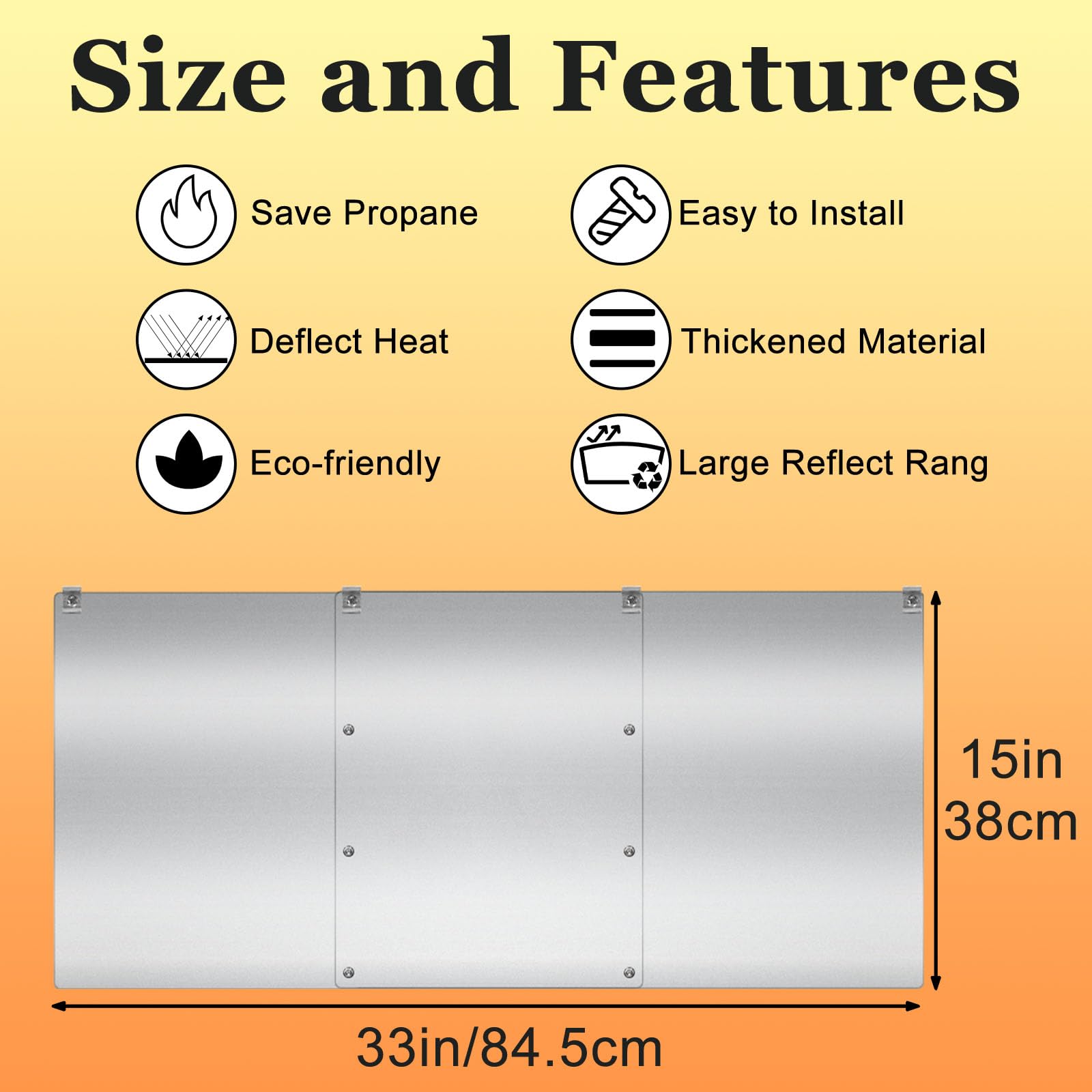 Hualedi Reflector Shield mounted on a heater for easy installation and enhanced heat coverage