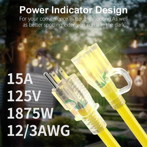 HUANCHAIN 12AWG waterproof extension cord ideal for outdoor setups.