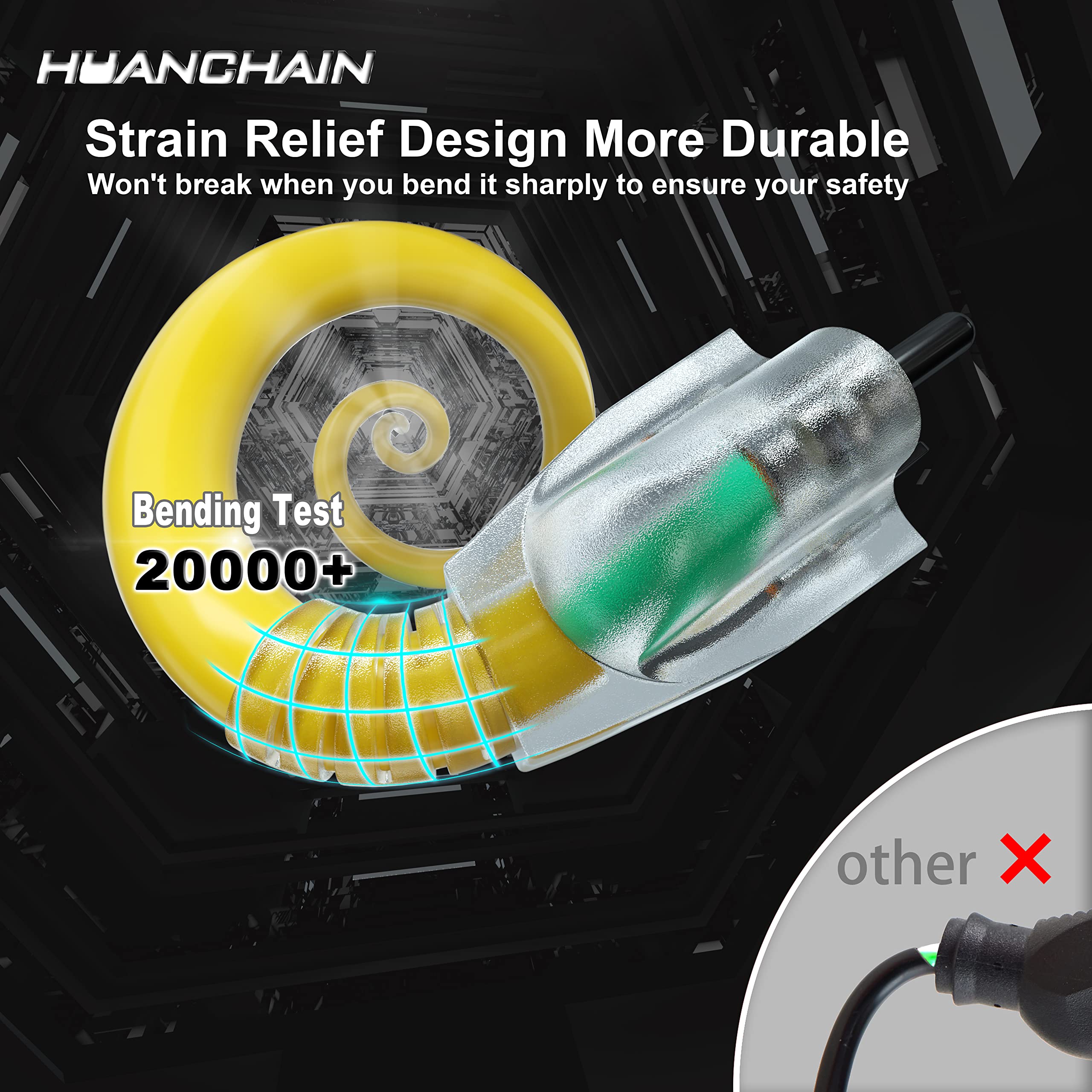 HUANCHAIN 12 AWG SJTW extension cord jacket highlights durability and safety