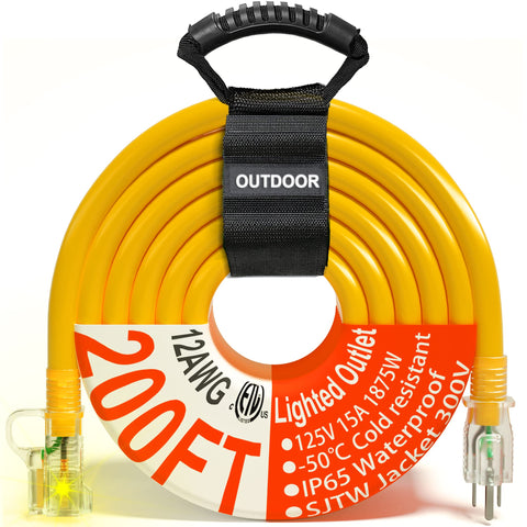 Huanchain 200 ft extension cord 12/3 gauge for outdoor power runs.