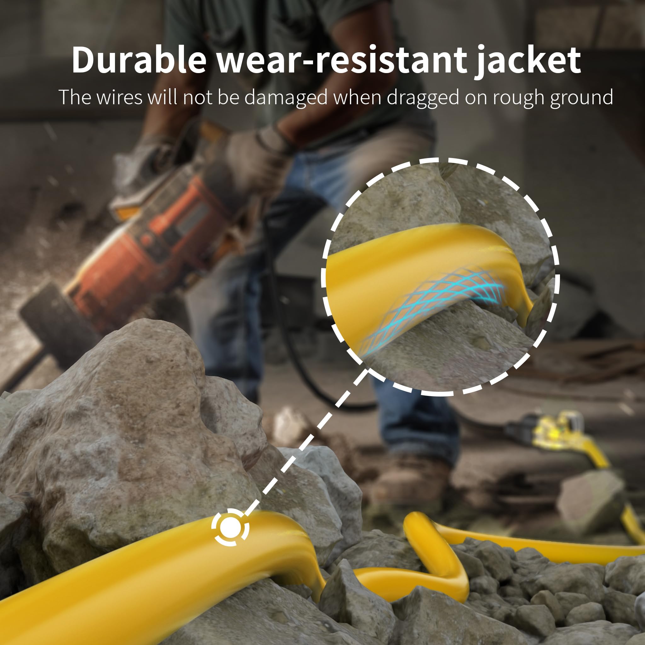 Huanchain flexible vinyl extension cord reduces wear on long projects
