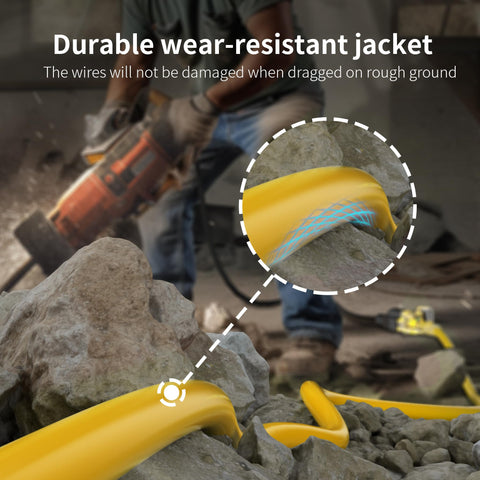Huanchain flexible vinyl extension cord reduces wear on long projects
