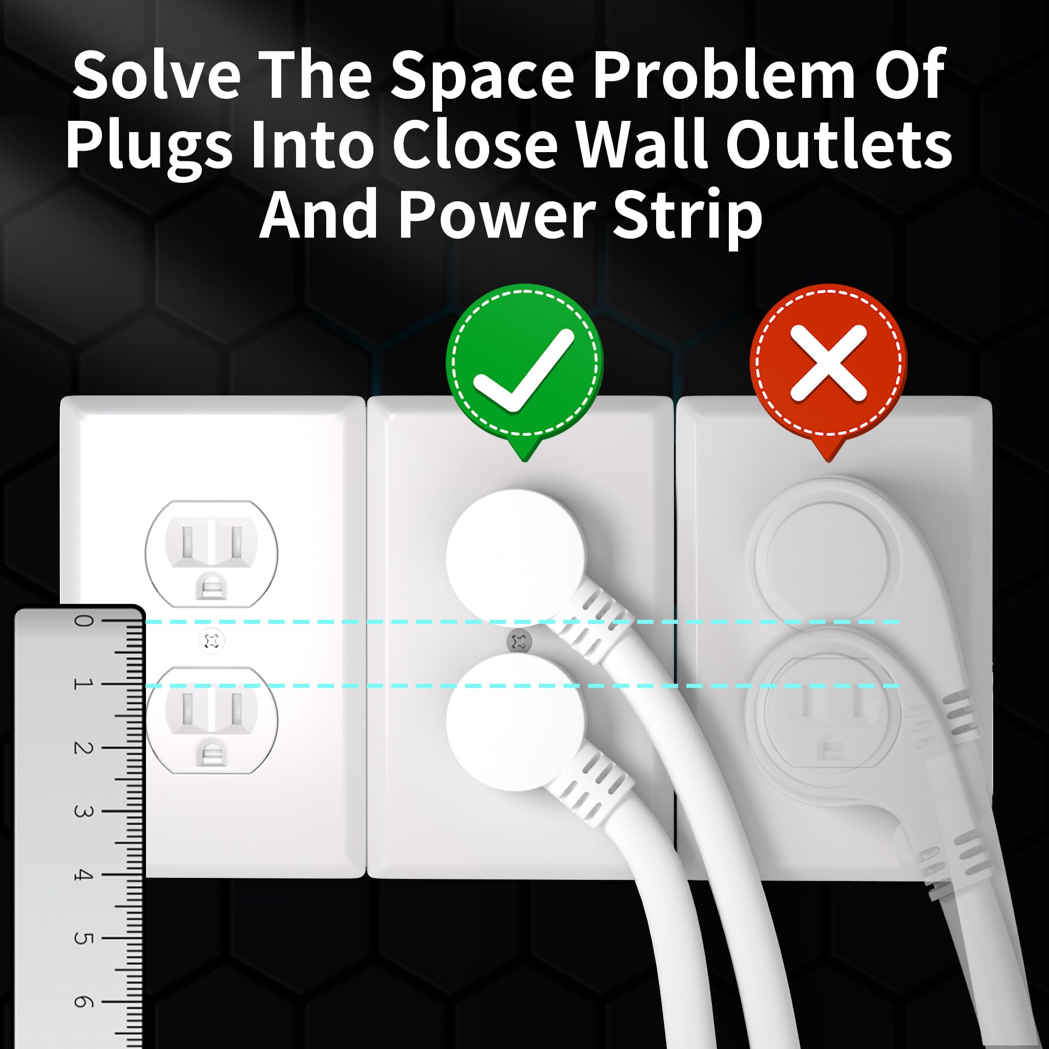 Huanchain indoor-outdoor extension cord 3ft flat plug ideal for patios and desks.