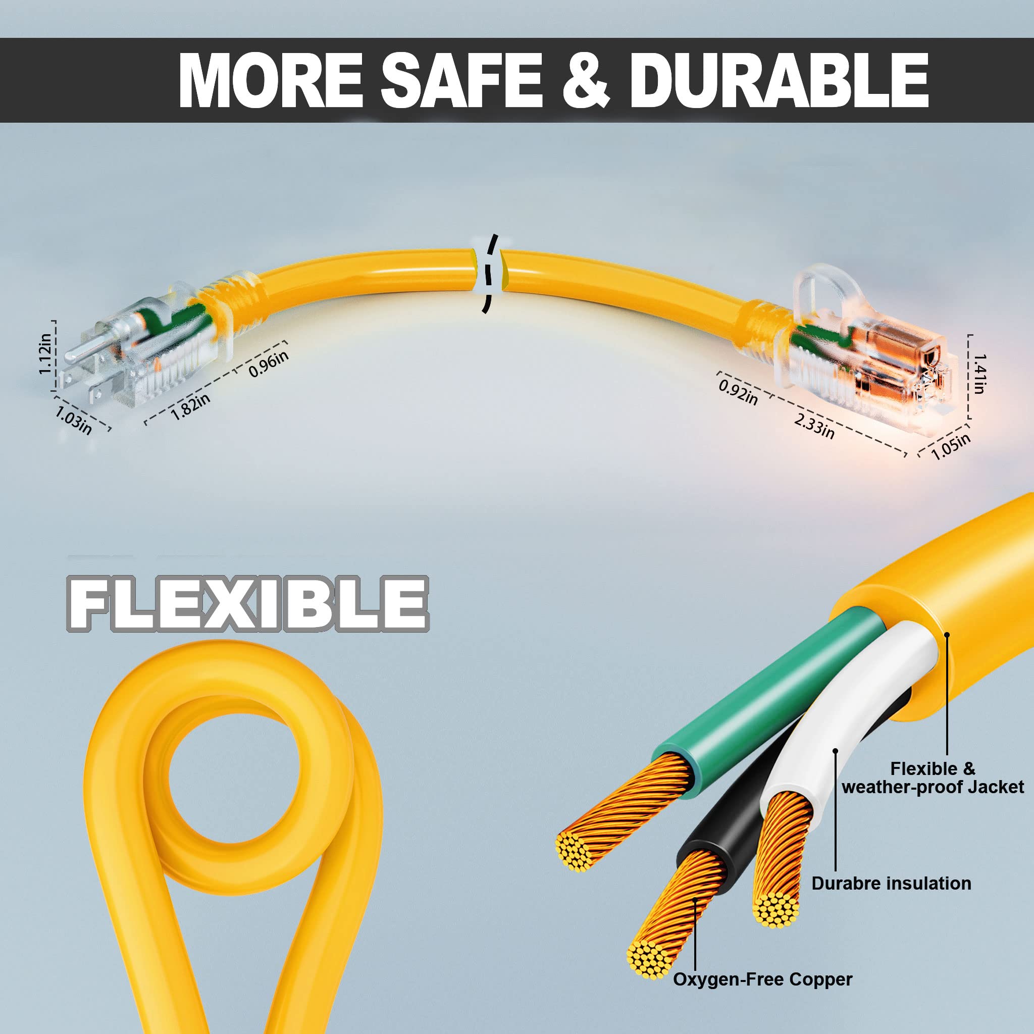 Huanchain lighted end extension cord indicating power status for safety.