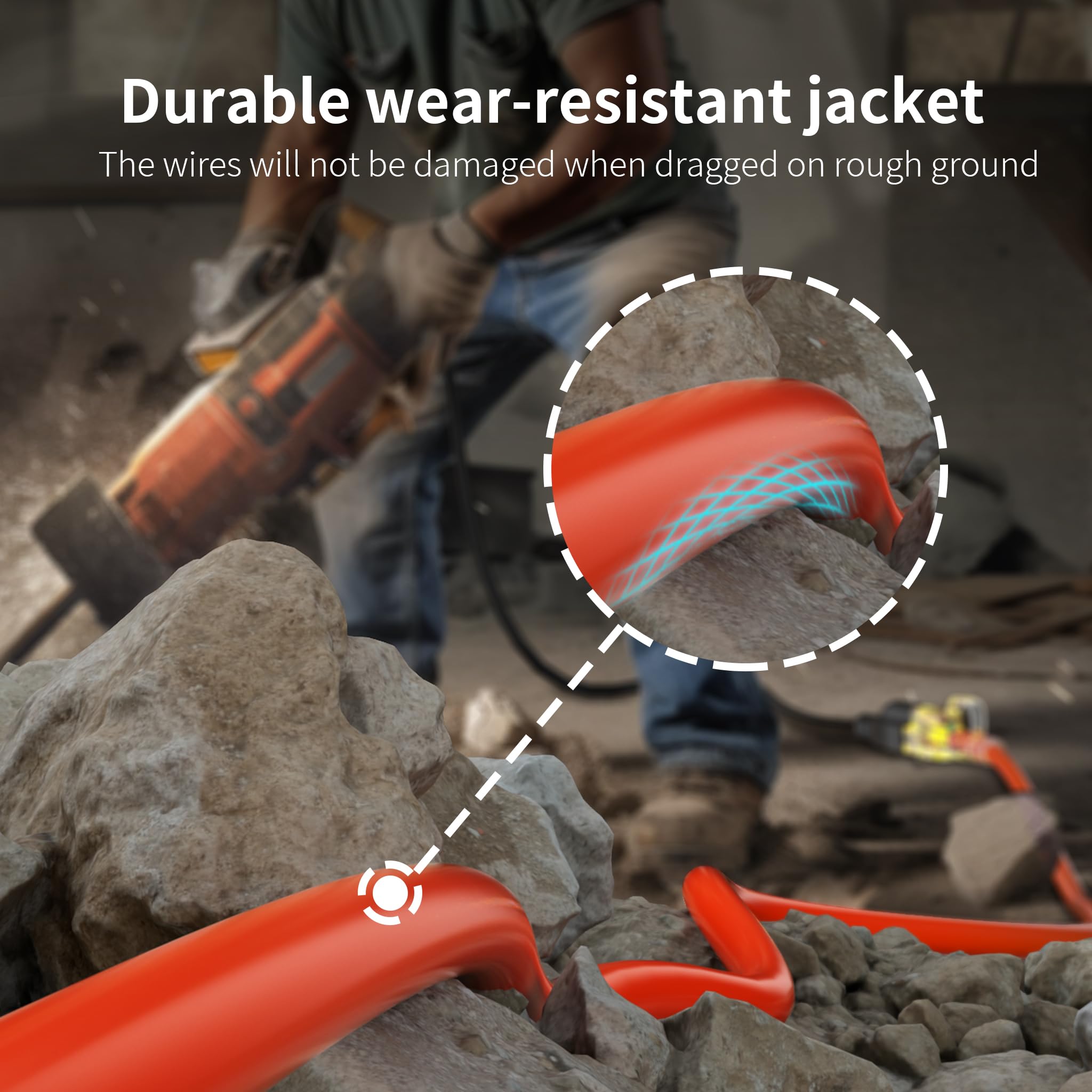 HUANCHAIN orange visibility cord helps prevent trips during outdoor work