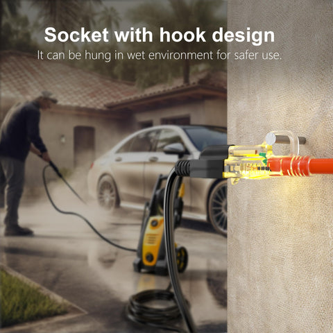 HUANCHAIN waterproof extension cord with 3-prong plug keeps devices protected outside