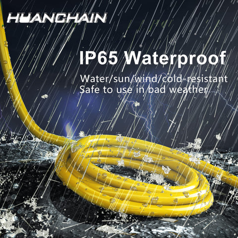 HUANCHAIN waterproof IP65 extension cord in bright yellow for harsh weather