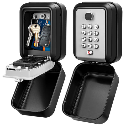 HUANLANG lock box keypad front view, rugged metal housing for secure key access.